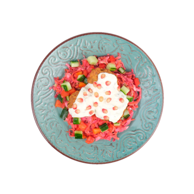 Chiftelute de legume in sos tzatziki cu salata de cruditati 250g/350g/500g