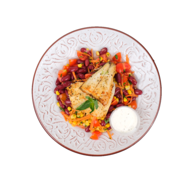 File de pastrav cu salata de fasole rosie 250g/350g/500g