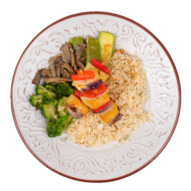 Frigarui de tofu cu orez, broccoli, ciuperci pleurotus si dovlecel 350g