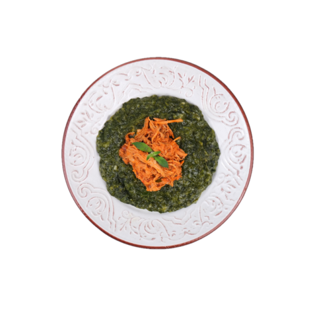 Pulpa de porc slow cooked in sos de rosii cu sote de spanac 350g