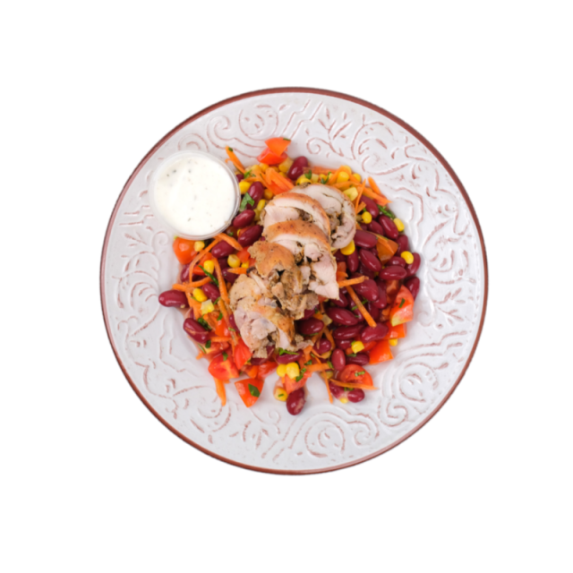 Pulpa de pui dezosata cu salata de fasole rosie 350g