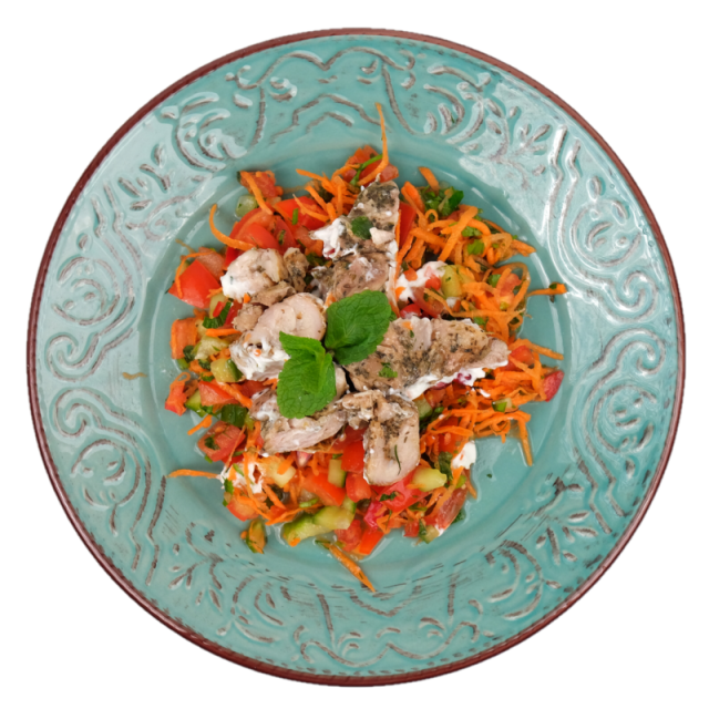 Pulpe de pui cu ierburi mediteraneene si gorgonzola cu salata tabbouleh 350g