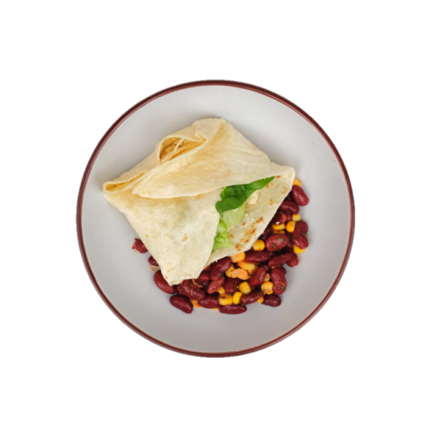 Quesadilla cu tofu, dovlecel si baby spanac, cu salsa de rosii, fasole rosie si porumb 200g/ 300g/ 400g