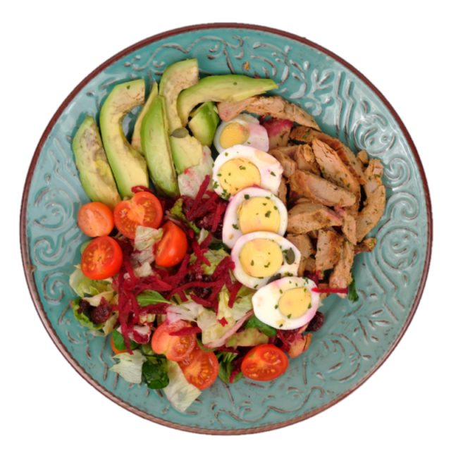 C. Salata cu muschiulet de porc fasii, ou si avocado 350g