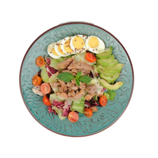 Salata cu muschiulet de porc fasii, ou si avocado 350g