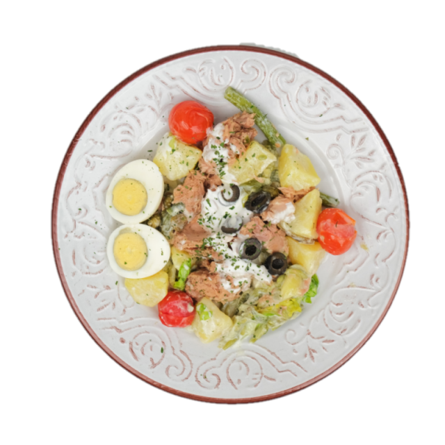 Salata cu piept de pui afumat, cartofi fierti si fasole verde 350g