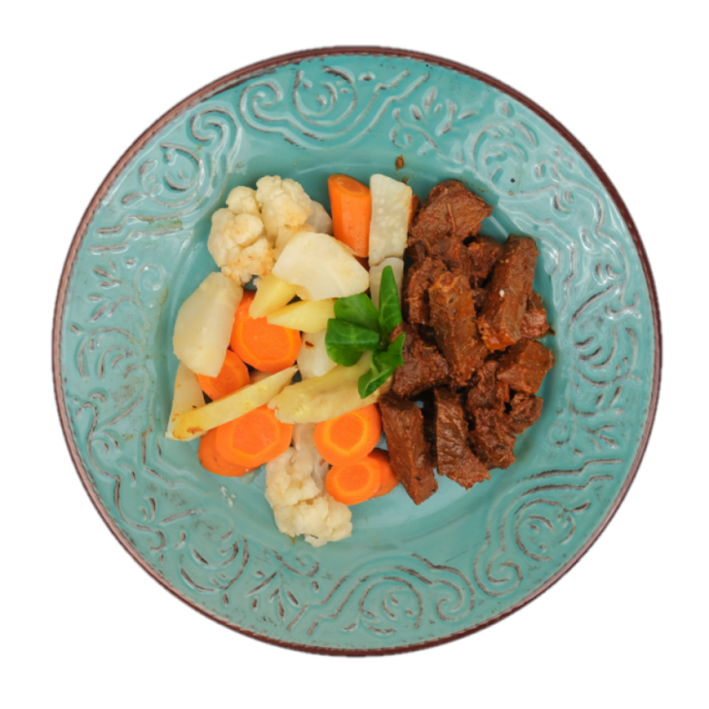 Steak de vita cu sos de brun si legume la cuptor 350g