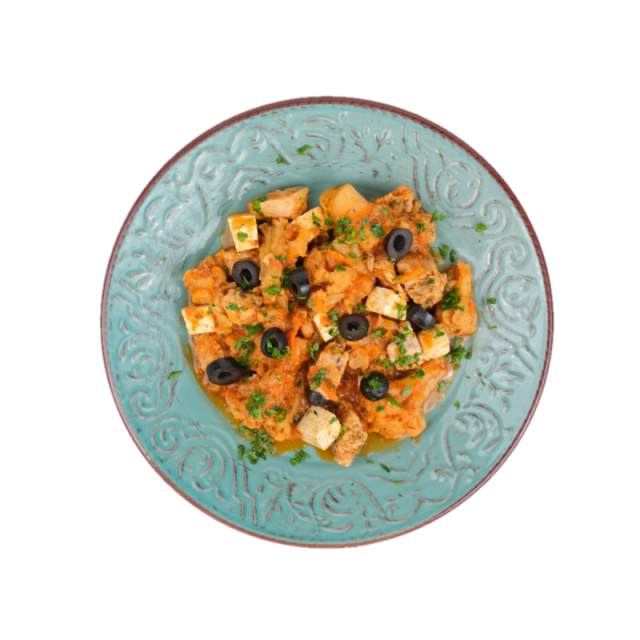 B. Tika masala cu conopida, curcan, masline si tofu 350g