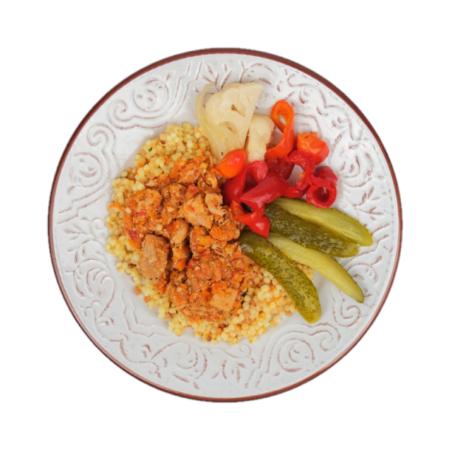 Tocanita de porc cu cous-cous cu legume si muraturi 250g