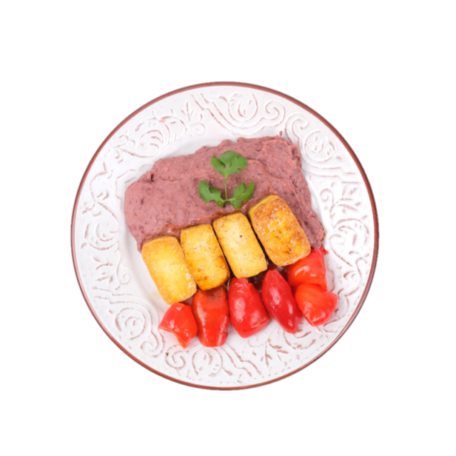 Tofu la gratar cu crema de fasole si gogosari 250g/350g/500g