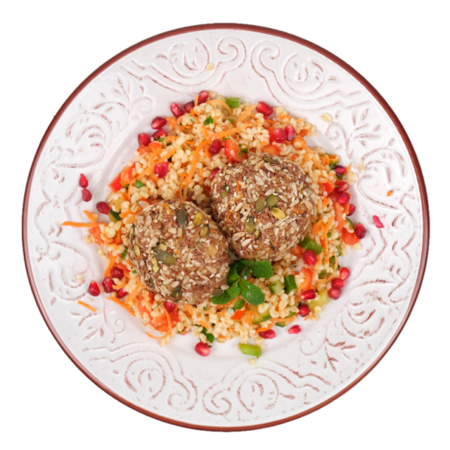 Chiftelute vegane cu nuca si seminte cu salata tabbouleh 250g/350g/500g