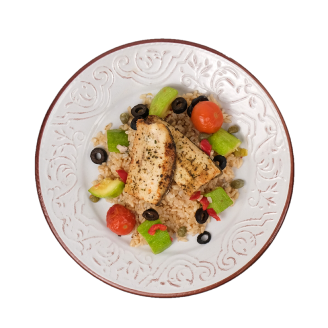 file de macrou cu orez brun si legume la tigaie 250g/350g/500g