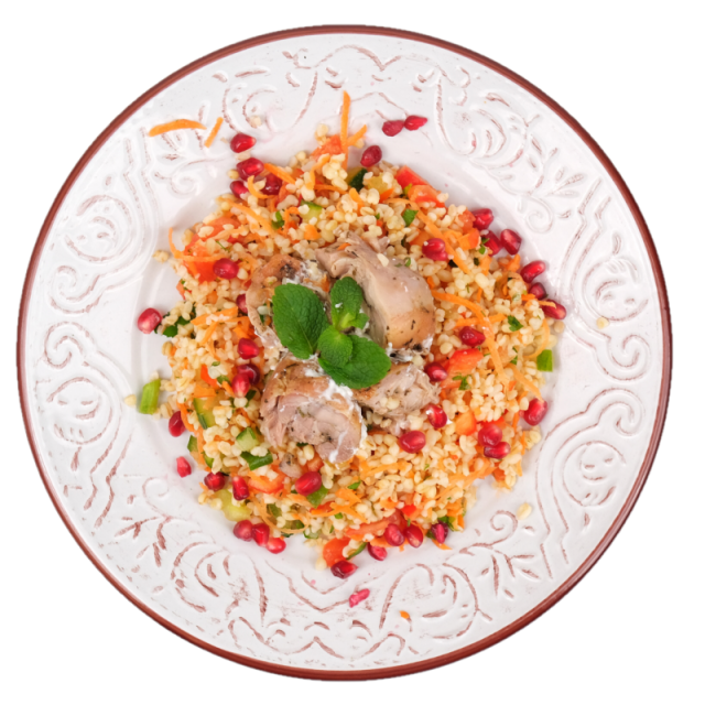 Pulpe de pui cu ierburi mediteraneene cu salata tabbouleh 350g/500g