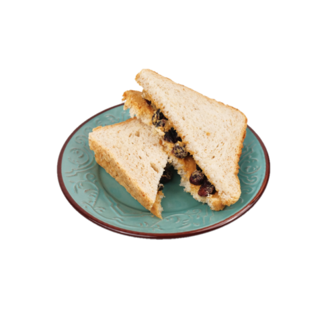 Sandwich cu unt de arahide, magiun si merisoare 200g