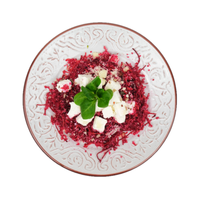 Salata de sfecla rosie cu quinoa, feta, mix de seminte, parmesan si valeriana 250g/350g/500g