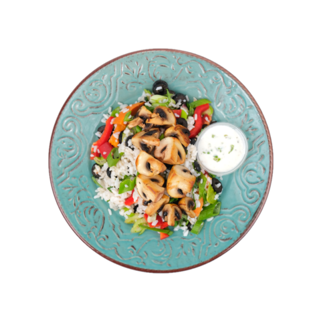 Salata cu anghinare, orez, masline, ceapa, ardei si sos vinegreta 250g/350g/500g