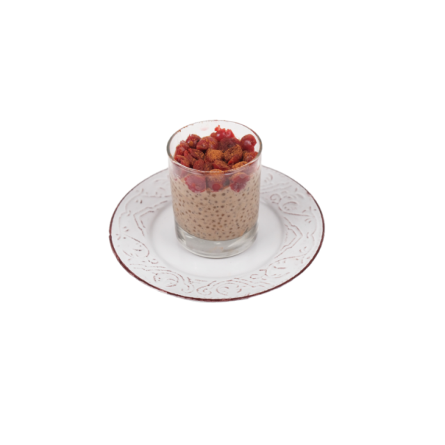budinca de tapioca cu karob si visine 120g/150g/200g